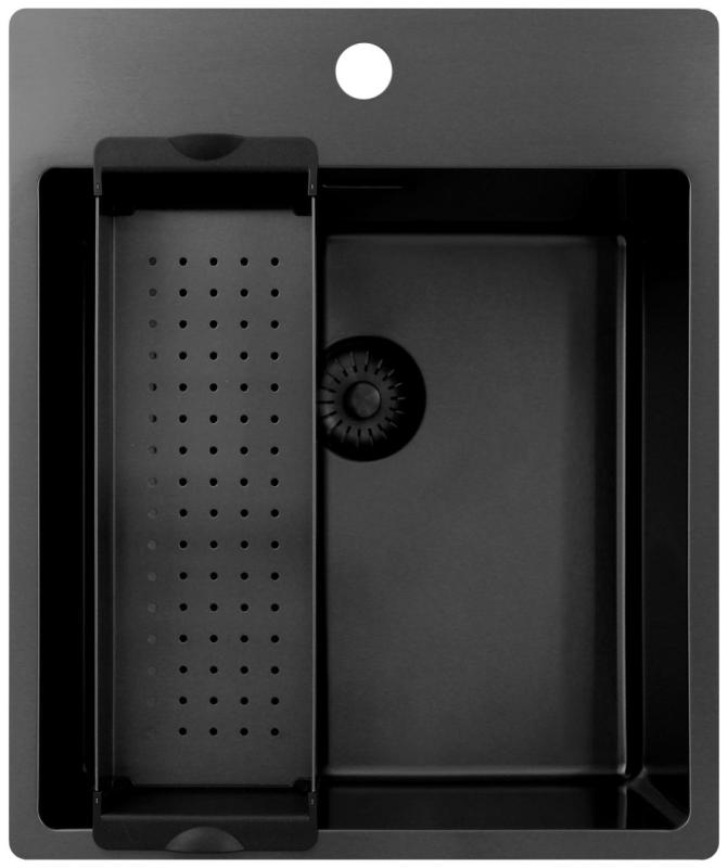 Pure.Sink Exclusivo Gun Metal umivalnik 44x52 cm Tapwing z luknjo za pipe 10mm radius PEX4040T-61