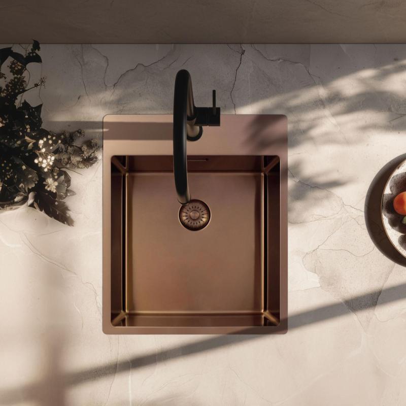 Pure.Sink Exclusivo Bakreno umivalno korito 44x52 cm Tapwing z odprtino za pipa 10mm radius PEX4040T-62