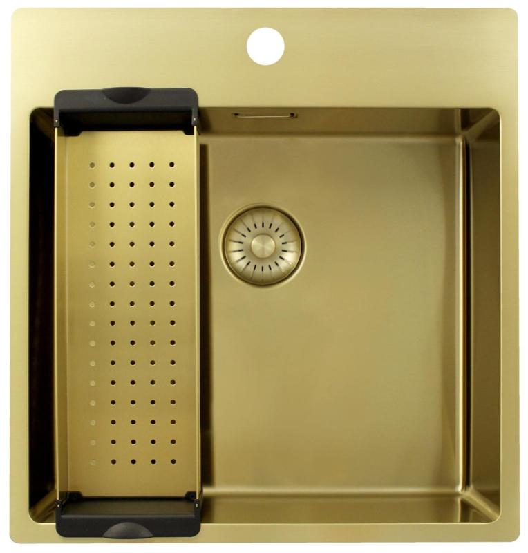 Pure.Sink Exclusivo Zlato umivalnik 49x52 cm Tapwing z luknjo za pipo 10mm radius PEX4540T-60