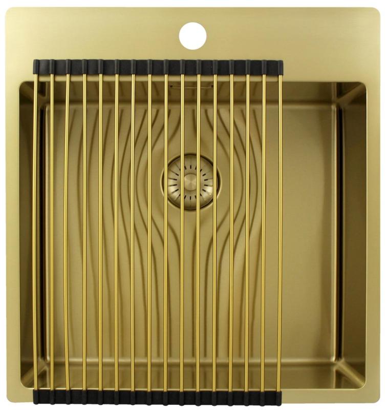 Pure.Sink Exclusivo Zlato umivalnik 49x52 cm Tapwing z luknjo za pipo 10mm radius PEX4540T-60