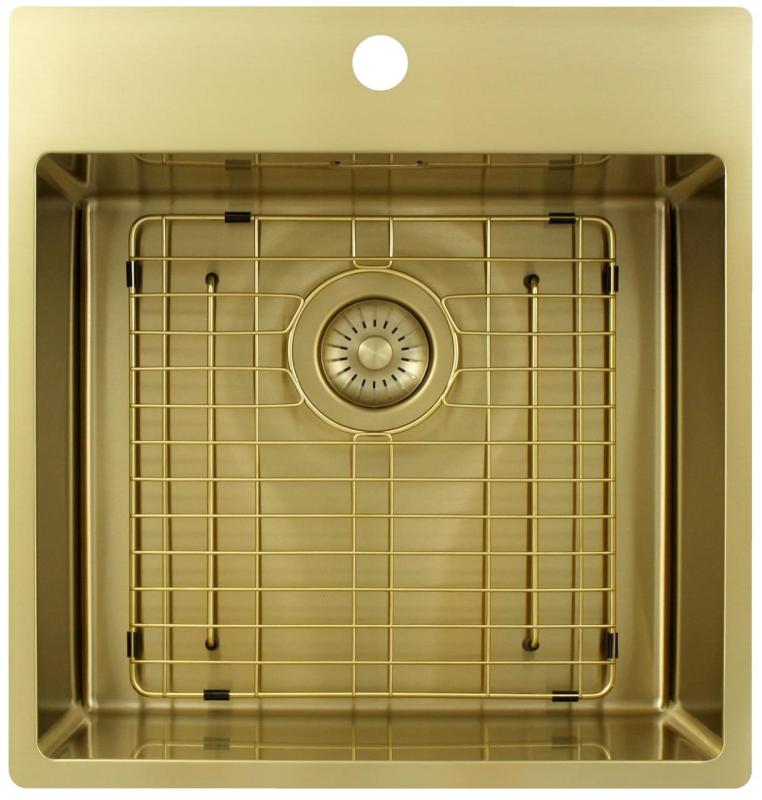 Pure.Sink Exclusivo Zlato umivalnik 49x52 cm Tapwing z luknjo za pipo 10mm radius PEX4540T-60