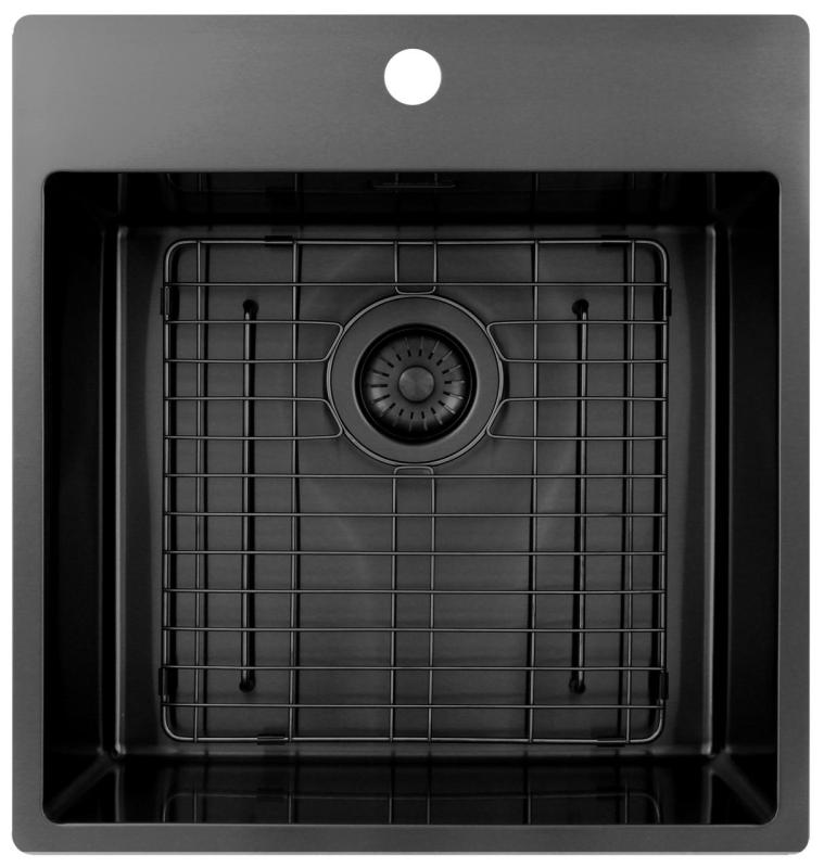 Pure.Sink Exclusivo Gun Metal umivalnik 49x52 cm Tapwing z luknjo za pipo 10mm radius PEX4540T-61