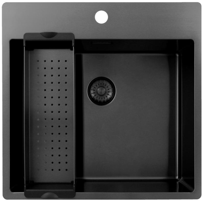 Pure.Sink Exclusivo Gun Metal pomivalno korito 54x52 cm Tapwing z odprtino za pipo 10mm polmer PEX5040T-61