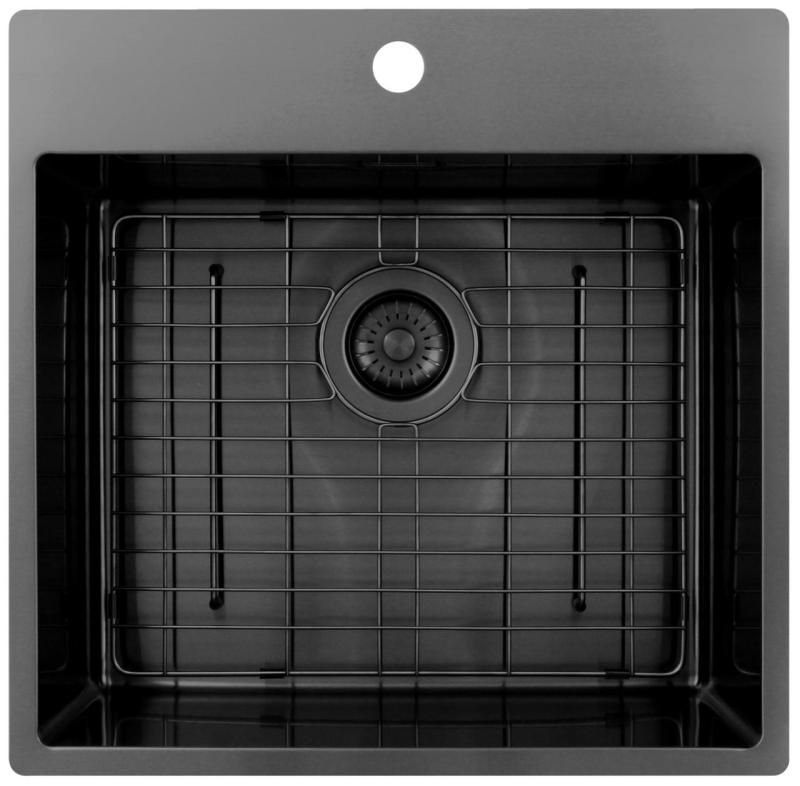 Pure.Sink Exclusivo Gun Metal pomivalno korito 54x52 cm Tapwing z odprtino za pipo 10mm polmer PEX5040T-61