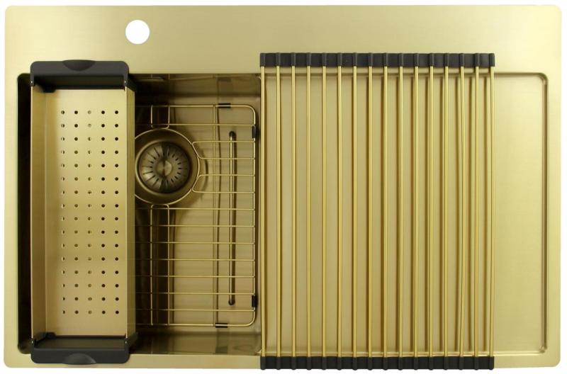 Pure.Sink Exclusivo Zlata majhna pomivalna korita z odkapnim delom 78x52 cm Tapwing levo PEX3478LT-60