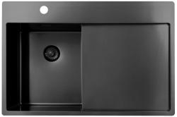 Pure.Sink Exclusivo Gun Metal majhno pomivalno korito z odcejevalnikom 78x52 cm Tapwing levo PEX3478LT-61