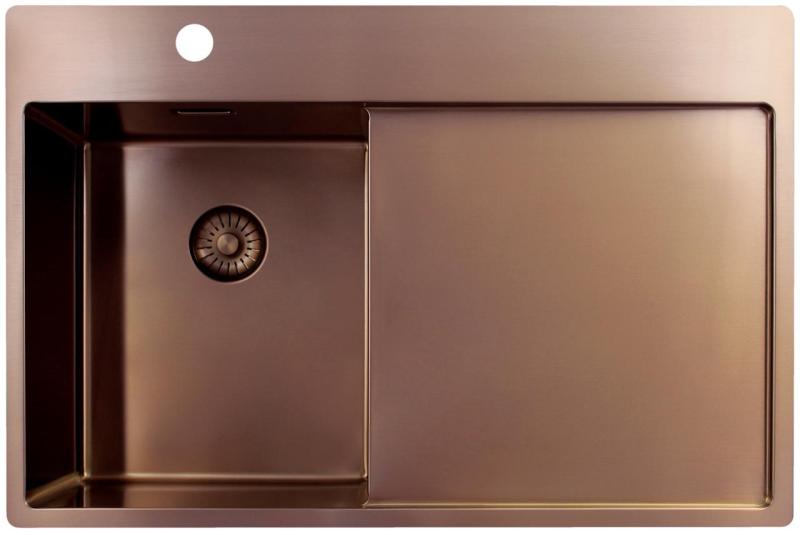 Pure.Sink Exclusivo Bakreni majhen pomivalni korito z odcejalnikom 78x52 cm Tapwing levo PEX3478LT-62