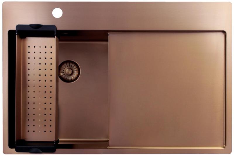 Pure.Sink Exclusivo Bakreni majhen pomivalni korito z odcejalnikom 78x52 cm Tapwing levo PEX3478LT-62