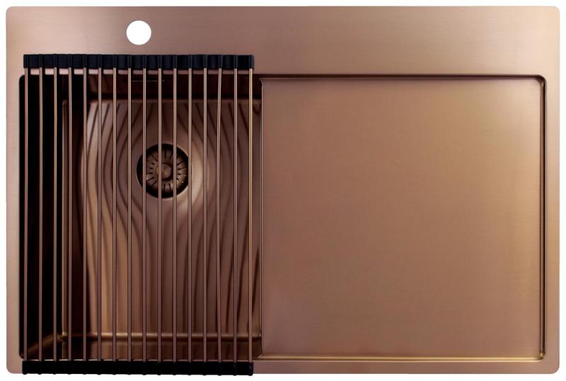 Pure.Sink Exclusivo Bakreni majhen pomivalni korito z odcejalnikom 78x52 cm Tapwing levo PEX3478LT-62