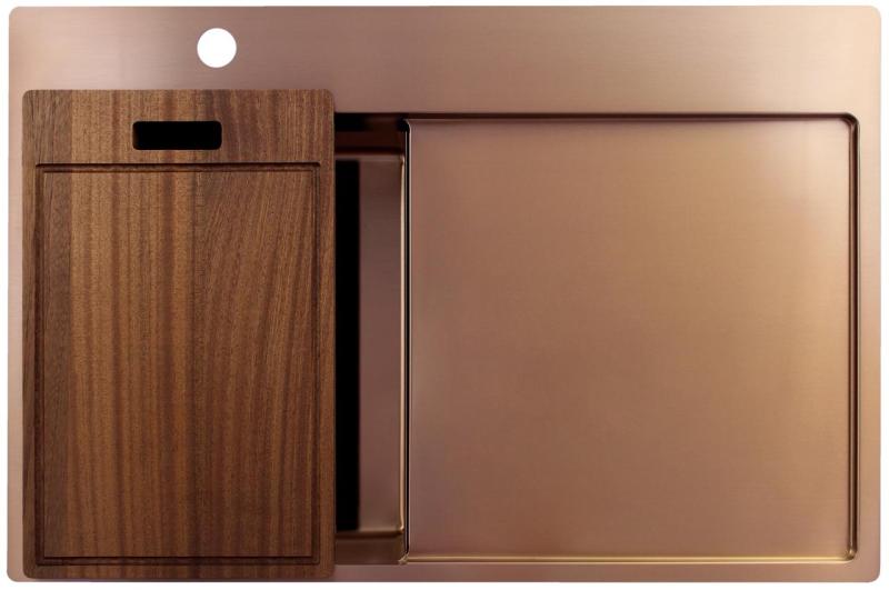 Pure.Sink Exclusivo Bakreni majhen pomivalni korito z odcejalnikom 78x52 cm Tapwing levo PEX3478LT-62