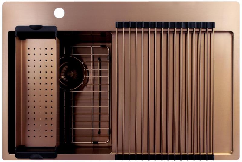 Pure.Sink Exclusivo Bakreni majhen pomivalni korito z odcejalnikom 78x52 cm Tapwing levo PEX3478LT-62