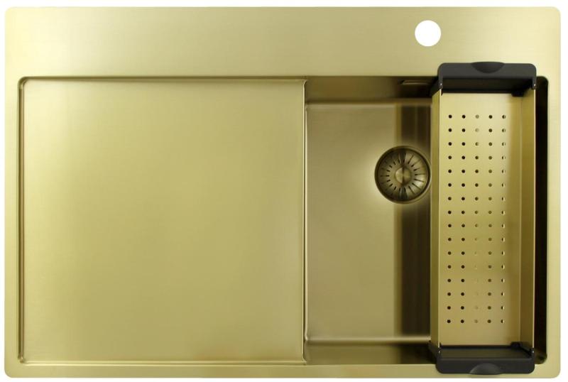 Pure.Sink Exclusivo Zlata majhna pomivalna korita z odkapnim delom 78x52 cm Tapwing desno PEX3478RT-60