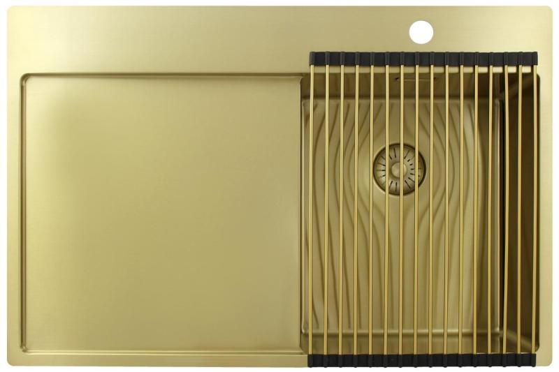 Pure.Sink Exclusivo Zlata majhna pomivalna korita z odkapnim delom 78x52 cm Tapwing desno PEX3478RT-60