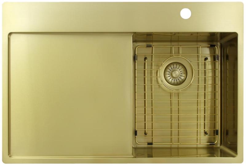 Pure.Sink Exclusivo Zlata majhna pomivalna korita z odkapnim delom 78x52 cm Tapwing desno PEX3478RT-60