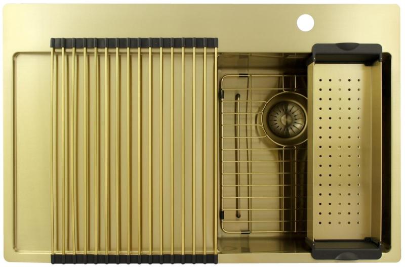 Pure.Sink Exclusivo Zlata majhna pomivalna korita z odkapnim delom 78x52 cm Tapwing desno PEX3478RT-60