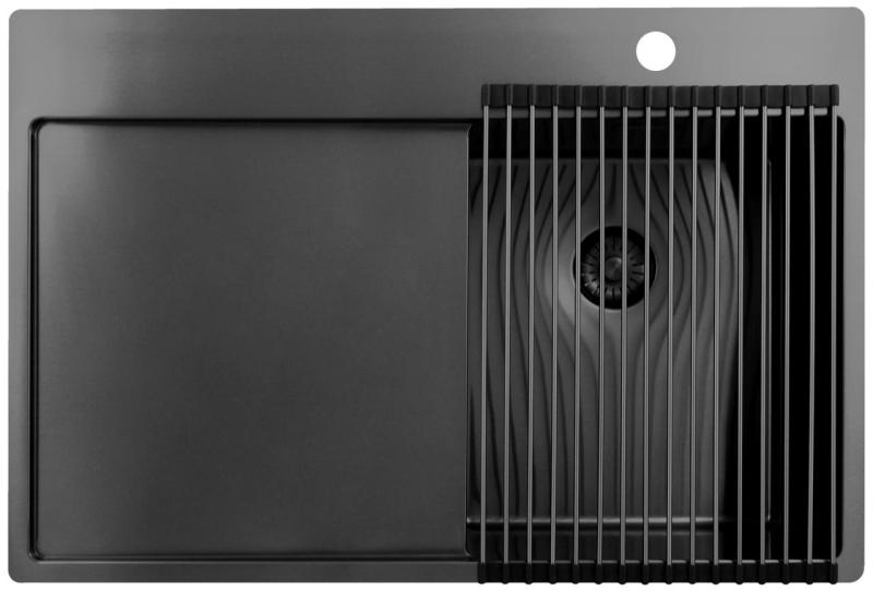 Pure.Sink Exclusivo Gun Metal majhno korito z odcejalnikom 78x52 cm Tapwing desno PEX3478RT-61