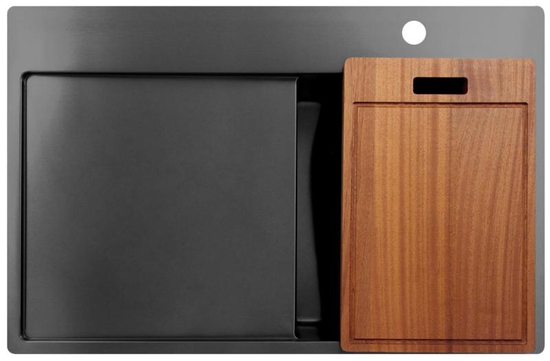 Pure.Sink Exclusivo Gun Metal majhno korito z odcejalnikom 78x52 cm Tapwing desno PEX3478RT-61