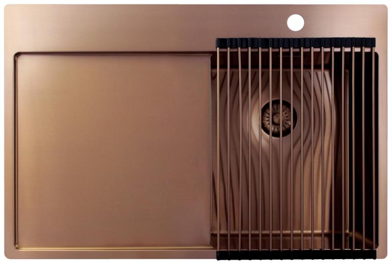 Pure.Sink Exclusivo Bakreni mali umivalnik z odcejalnikom 78x52 cm Tapwing desno PEX3478RT-62