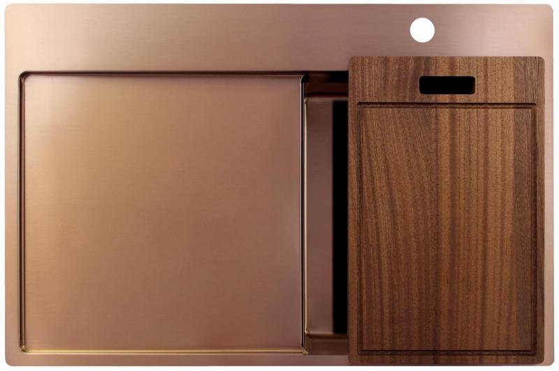 Pure.Sink Exclusivo Bakreni mali umivalnik z odcejalnikom 78x52 cm Tapwing desno PEX3478RT-62