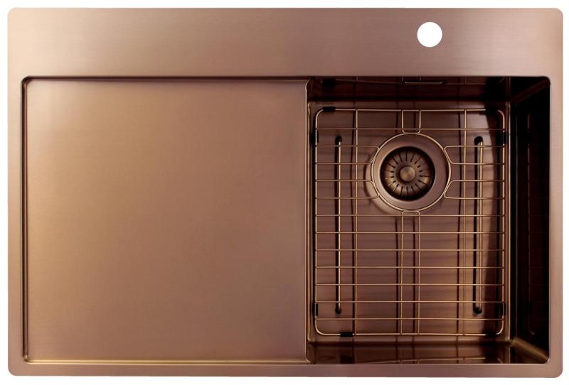 Pure.Sink Exclusivo Bakreni mali umivalnik z odcejalnikom 78x52 cm Tapwing desno PEX3478RT-62