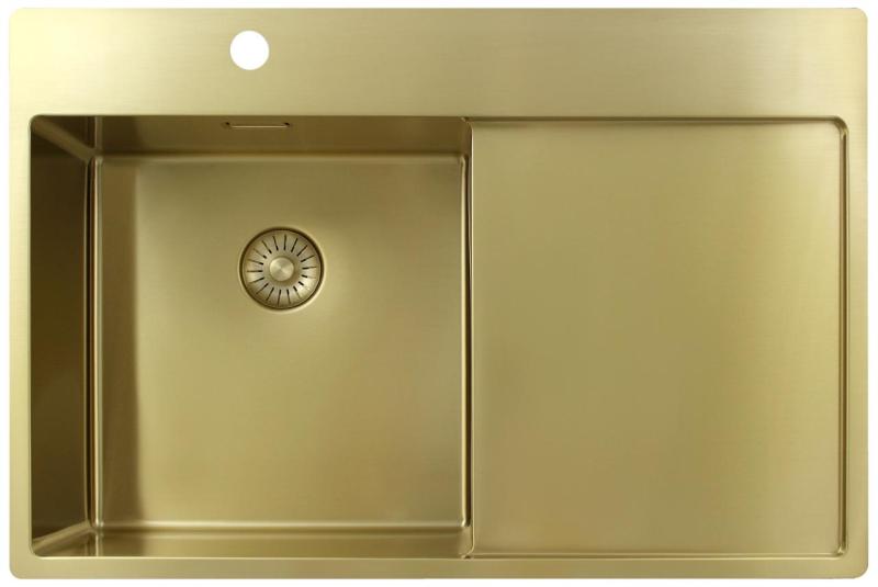 Pure.Sink Exclusivo Zlata pomivalna korita z odkapnim delom 78x52 cm Tapwing levo PEX4078LT-60