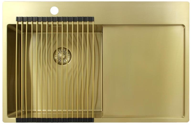Pure.Sink Exclusivo Zlata pomivalna korita z odkapnim delom 78x52 cm Tapwing levo PEX4078LT-60