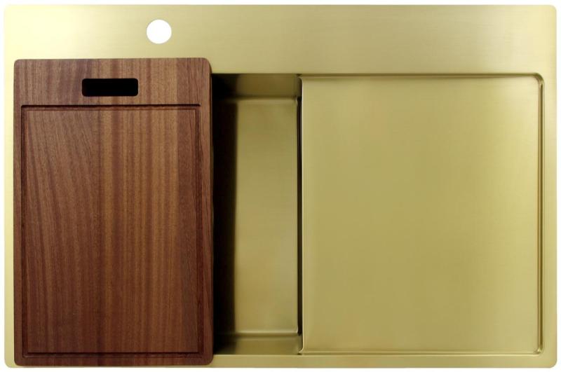 Pure.Sink Exclusivo Zlata pomivalna korita z odkapnim delom 78x52 cm Tapwing levo PEX4078LT-60