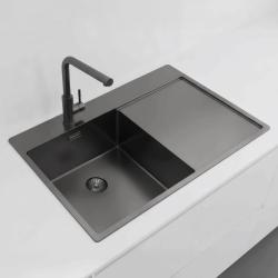 Pure.Sink Exclusivo Gun Metal umivalnik z odcejalnim delom 78x52 cm Tapwing levo PEX4078LT-61