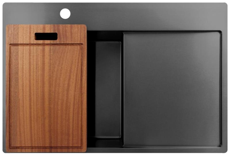 Pure.Sink Exclusivo Gun Metal umivalnik z odcejalnim delom 78x52 cm Tapwing levo PEX4078LT-61