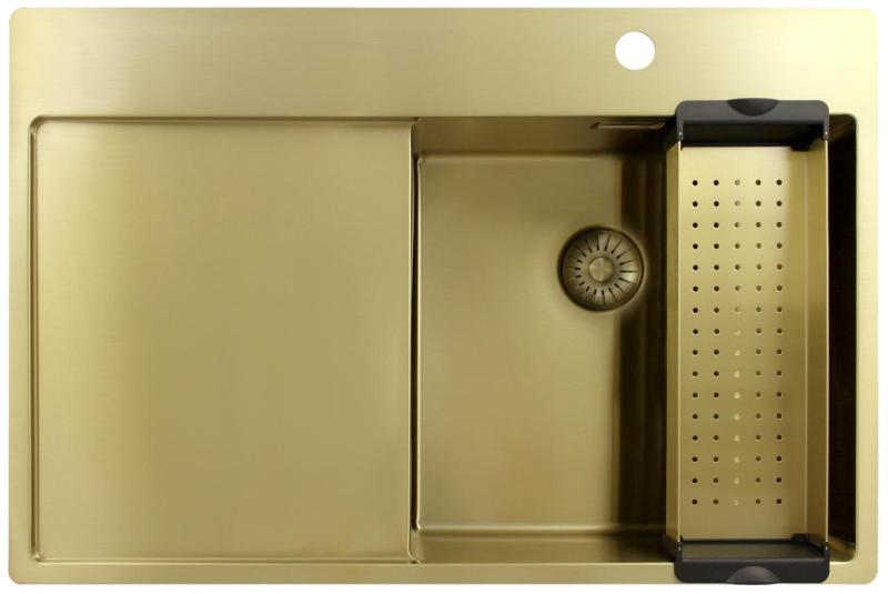 Pure.Sink Exclusivo Zlata pomivalna korita z odkapnim delom 78x52 cm Tapwing desno PEX4078RT-60