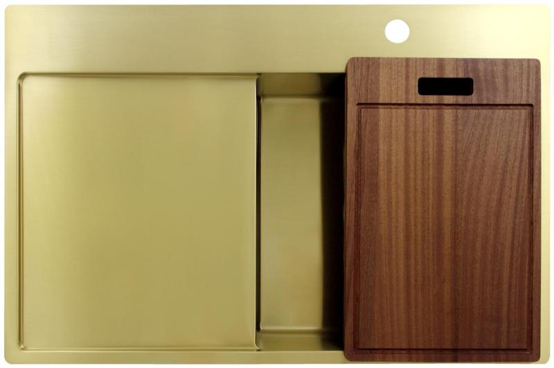 Pure.Sink Exclusivo Zlata pomivalna korita z odkapnim delom 78x52 cm Tapwing desno PEX4078RT-60