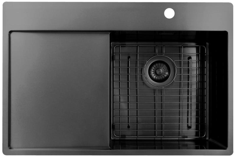 Pure.Sink Exclusivo Gun Metal umivalnik z odcejalnikom 78x52 cm Tapwing desno PEX4078RT-61