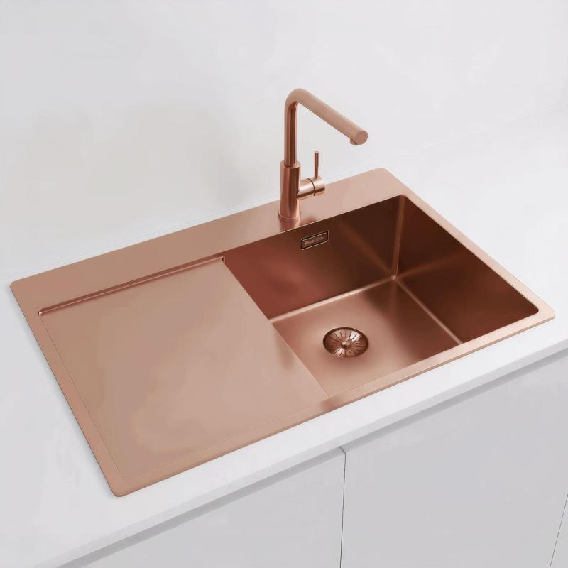 Pure.Sink Exclusivo Bakreni umivalnik z odcejalnim delom 78x52 cm Tapwing desno PEX4078RT-62