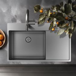 Pure.Sink Exclusivo RVS umivalnik z odcejalnikom 86x52 cm Tapwing na levi strani PEX5086LT-02