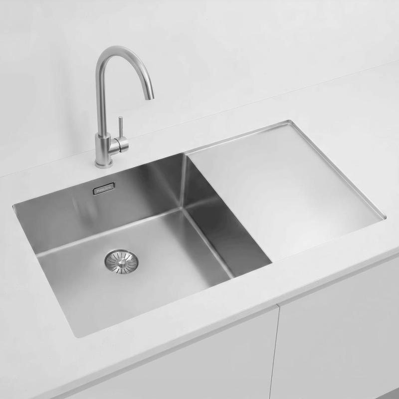 Pure.Sink Exclusivo RVS umivalnik z odcejalnikom 86x52 cm Tapwing na levi strani PEX5086LT-02