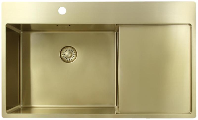 Pure.Sink Exclusivo Zlata pomivalna korita z odkapnim delom 86x52 cm Tapwing levo PEX5086LT-60