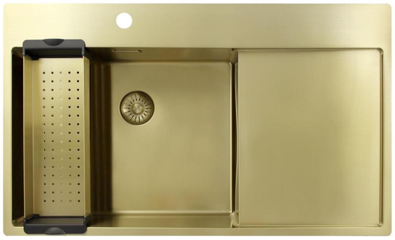 Pure.Sink Exclusivo Zlata pomivalna korita z odkapnim delom 86x52 cm Tapwing levo PEX5086LT-60