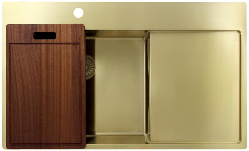 Pure.Sink Exclusivo Zlata pomivalna korita z odkapnim delom 86x52 cm Tapwing levo PEX5086LT-60