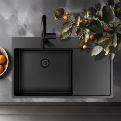 Pure.Sink Exclusivo Gun Metal pomivalno korito z odcejalnikom 86x52 cm Tapwing levo PEX5086LT-61