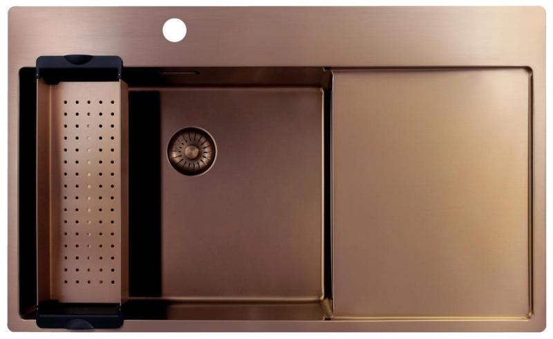 Pure.Sink Exclusivo Bakreni umivalnik z odcejevalnim delom 86x52 cm Tapwing na levi strani PEX5086LT-62