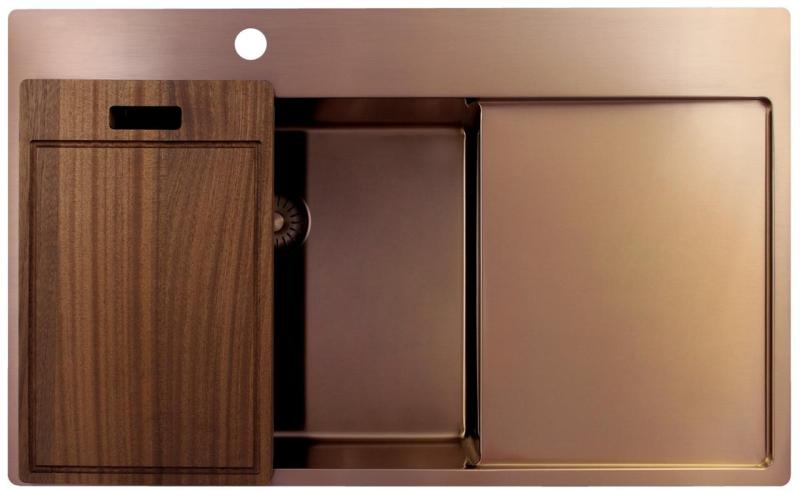 Pure.Sink Exclusivo Bakreni umivalnik z odcejevalnim delom 86x52 cm Tapwing na levi strani PEX5086LT-62