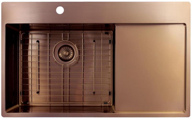 Pure.Sink Exclusivo Bakreni umivalnik z odcejevalnim delom 86x52 cm Tapwing na levi strani PEX5086LT-62