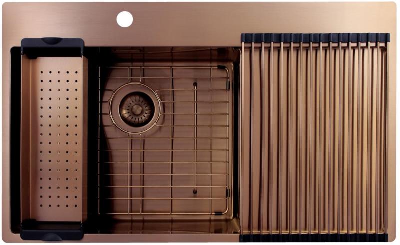 Pure.Sink Exclusivo Bakreni umivalnik z odcejevalnim delom 86x52 cm Tapwing na levi strani PEX5086LT-62