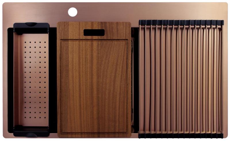 Pure.Sink Exclusivo Bakreni umivalnik z odcejevalnim delom 86x52 cm Tapwing na levi strani PEX5086LT-62