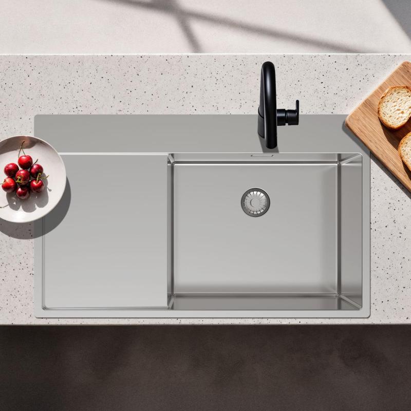 Pure.Sink Exclusivo RVS pomivalno korito z odcejalnikom 86x52 cm Tapwing desno PEX5086RT-02