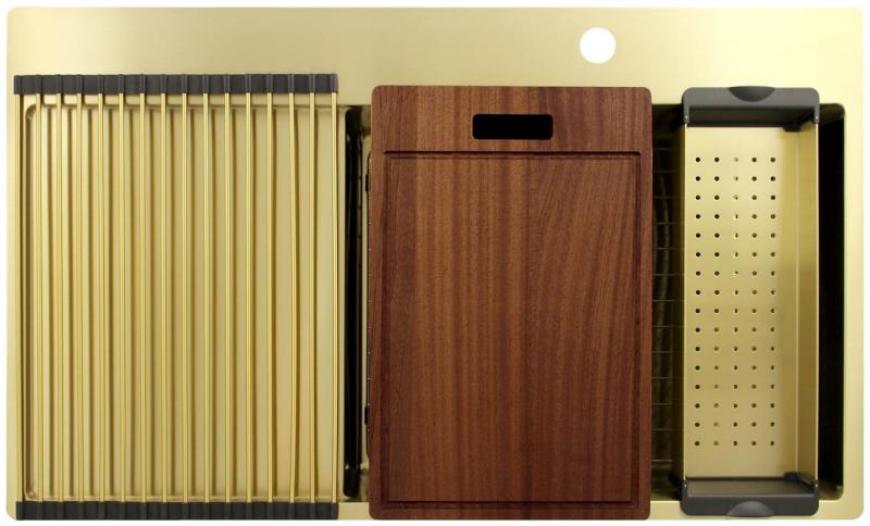 Pure.Sink Exclusivo Zlato umivalnik z odcejalnikom 86x52 cm Tapwing desno PEX5086RT-60