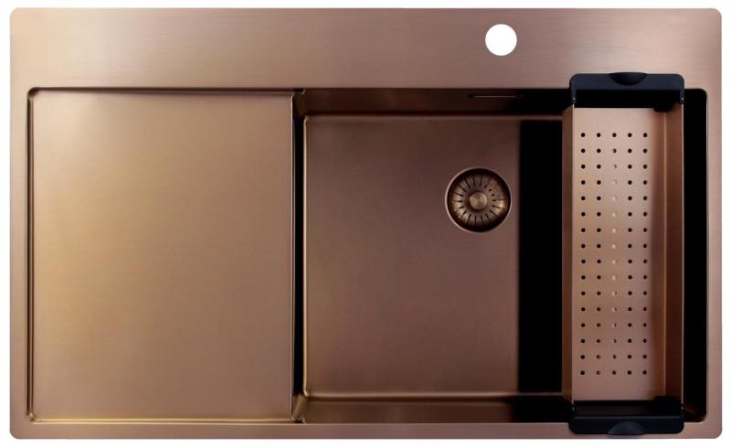 Pure.Sink Exclusivo Bakreni umivalnik z odcejalnikom 86x52 cm Tapwing desno PEX5086RT-62