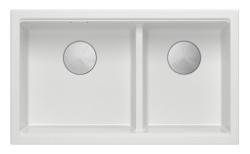 Quadri Newport II Dvojno Beli Granitni Podpultni Umivalnik 702 x 390 mm z RVS zamaškom 1208971383