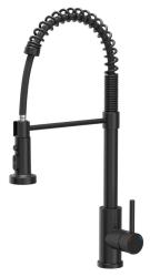 Quadri Redwick črna kuhinjska mešalna pipa z pol-flexibilnim izlivom in prho z dvema vrstama curka plus funkcijo zaustavitve vode 1208971410