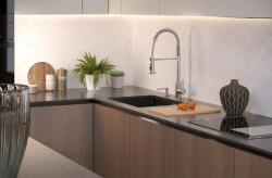 Quadri Redwick kuhinjska pipa iz nerjavečega jekla z delno fleksibilnim izlivom in tušem z dvema vrstama curka plus funkcijo ustavitve vode 1208971411